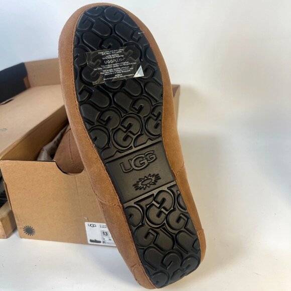 Ugg Ascot Chestnut Suede Leather Men Slippers With Shearling Lining Size 14 - Picture 10 of 13